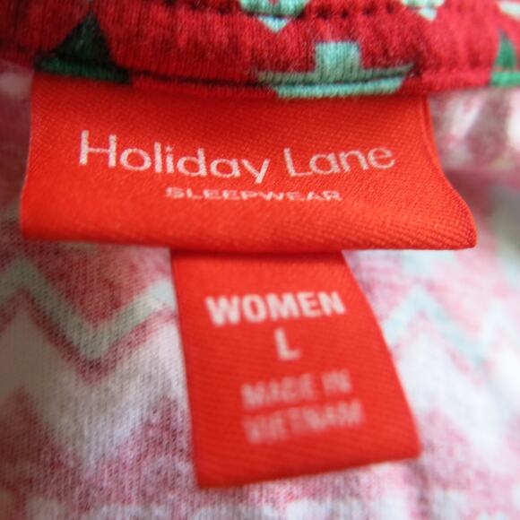 Holiday Lane Christmas Top Size L Women Long Sleeve Merry Snowflakes Loungewear - Picture 4 of 6